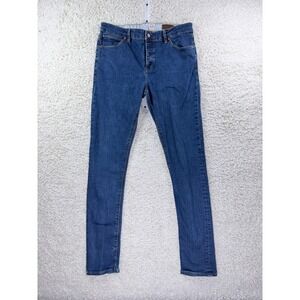 ASOS Skinny Leg Jeans Mens 36x34 Blue Denim Button Fly Stretch Pants‎ Casual
